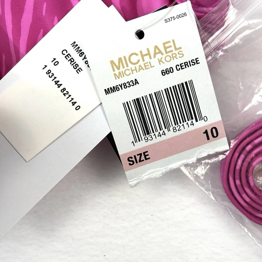 MICHAEL Michael Kors Animal Zebra Print Halter Swimsuit Hot Pink 660 Cerise 10